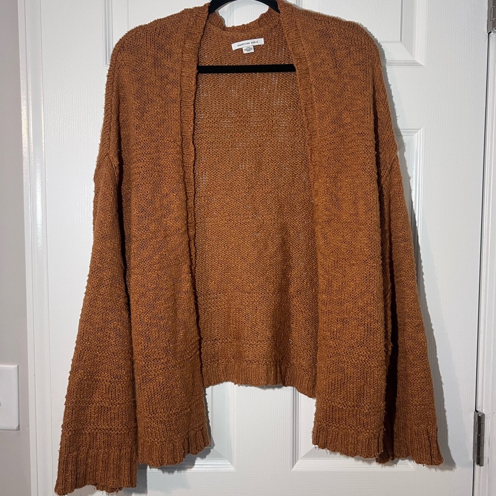 Cozy Burnt Orange Open-Front Sweater